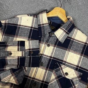 Jachs Heritage Flannel Mens XL Blue Cream Excellent Plaid Button Up Shirt Casual